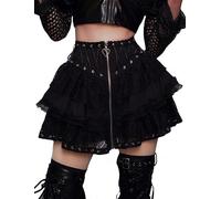 FEOYA Women's Gothic Mini Skirt Short Steampunk Punk Skirt for Women UK High Waisted Lace Up Skirt Black L Ruffle A Line Mesh Skirt Retro Vintege Zip Up Tiered Skirt Bandage Streetwear Y2K Skirt