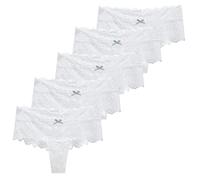 FEOYA Women's High Waisted Thong Panties T Back No Show Seamless Thong Underwear,Comfortable Laser Cut Undies 5-Pack, White, XL