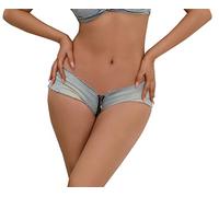 FEOYA Women's Low Rise Thong Hot Jean Short Triangle Mini Hot Pants Party Micro Denim Shorts Panties D#1 L