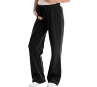 FEOYA Womens Maternity Pants Loose Pregnancy Trousers Wide Leg Long Pants Elastic Waist Casual Sweatpants with Pocket XL Black