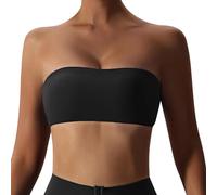 FEOYA Yoga Strapless Crop Tops for Women Support Seamless Bralettes Workout Padded Bras Stretch Wireless Bandeau Bra Black XL
