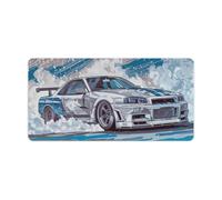 FeoYoed Cool Drift Car JDM R34 Large Gaming Mouse Pad Non-Slip Rubber Base Desk Mat Computer Accessories for Office & Gaming Setups 30x60cm