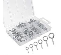 FEPITO 100 Pieces Eye Bolts Eye Screw Hooks Nickel Plated Metal Screw-in Hook, Mixed Size