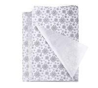 FEPITO 100 Sheets Silver Snowflake Wrapping Paper Big Size Christmas Tissue Paper for DIY and Craft, Gift Bags Decorations (14" x 20")