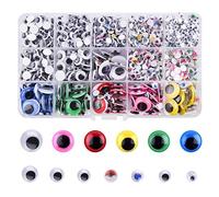 FEPITO 1600Pcs Wobbly Wiggle Googly Eyes Self Adhesive for Dolls DIY Toys Craft Scrapbooking Decorations Assorted Size