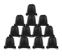 FEPITO 2/8/12/15/16/22 Pack Drawstring Backpack Bags Sack Cinch Bag String Backpack for Gym Traveling (12, Black)
