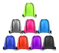 FEPITO 2/8/12/15/16/22 Pack Drawstring Backpack Bags Sack Cinch Bag String Backpack for Gym Traveling (8, Colorful)