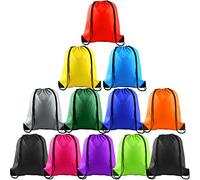 FEPITO 2/8/12/15/16/22 Pack Drawstring Backpack Bags Sack Cinch Bag String Backpack for Gym Traveling (12, Colorful)