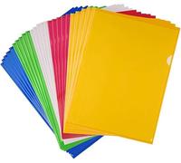 FEPITO 25 Pack A4 Cut Flush Folders Plastic Document Wallet Folders Top and Side Opening Plastic Wallets Assorted Colors