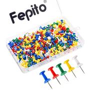 FEPITO 300 Pcs Drawing Push Pins Map Thumb Tacks Multi-Colored Pins for Cork Board Decorative Office