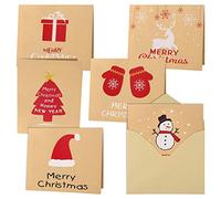 FEPITO 30Pcs Merry Christmas Greeting Cards Kraft Card Holiday Cards with Envelopes and Stickers, 4.72 x 3.95 Inches