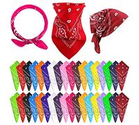 FEPITO 36 Pcs Paisley Bandanas Cowboy Bandana Paisley Print Head Wrap Scarf