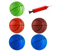 FEPITO 5 Pcs 16cm Mini Basketball Inflation Mini Ball Toys with Pump and Basketball Needles for Kids
