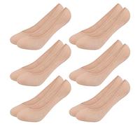 FEPITO 6 pairs Bamboo Fiber No Show Socks for Women, Ultra Low Cut Socks Invisible Casual Footsie with No Slip Silicone Grip(Skin Color)