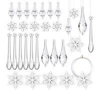 FEPITO 70 PCS Christmas Acrylic Icicle Clear Plastic Icicle Ornaments for Christmas Party Christmas Tree Hanging Supplies Holiday Decoration (50)