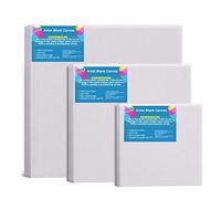 FEPITO Blank Stretched Framed Canvas for Painting 3 Pcs Art Canvas for Kids Adults Students and Professionals (20x20cm 15x15cm 10x10cm)