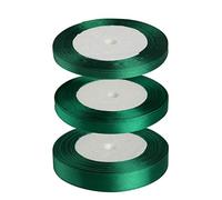 FEPITO Dark Green Ribbon 6mm 10mm 15mm Green Satin Ribbon Set Ribbons for Crafts Gift Wrapping Floristry Christmas Decoration (23M/Roll x 3Rolls)(Green)