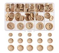 FEPITO Handmade with Love Wooden Button for Sewing Craft Decorations 15mm 20mm 25mm Round Shape
