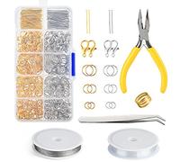 FEPITO Jewelry Making Kit Silver and Gold Lobster Clasps Open Jump Rings and Pin Jewelry Findings Kit with Pliers