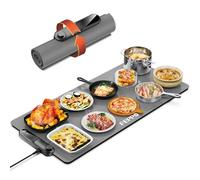FEPPO Food Warming Mat, (XXL 35”x16”) Electric Warming Trays for Buffets Party, Fast Full-Surface Heating Mat for Food with 17 Level Adjustable Temperature and 6 Hours Timer, Roll Up Food Warmer