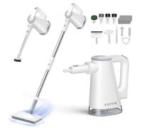 FEPPO Steam Mop with Detachable Handheld Steam Cleaner for Home and Floor Cleaning, 10-in-1 Multi-purpose Attachments & 2 Pads, Powerful Steamer for Floors, Hardwood, Tiles,Grout,Windows,Kitchen,Bath