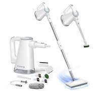 FEPPO Steam Mop with Detachable Handheld Steam Cleaner for Home and Floor Cleaning, 10-in-1 Multi-purpose Attachments & 2 Pads, Powerful Steamer for Floors, Hardwood, Tiles,Grout,Windows,Kitchen,Bath