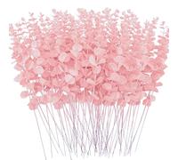 FEQO 72 Pcs Pink Artificial Eucalyptus Stems 15" Faux Eucalyptus Branches