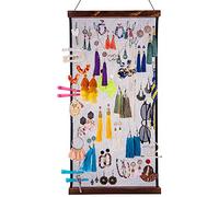 FEQO Earring Organizer Hanging Mesh Earrings Holder Wall Mounted Earring Hanging Jewelry Display Organizer with 20 Pieces S Shape Black Hooks (24 x 12 inch)