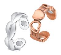 Feraco 2 PCS Copper Magnetic Therapy Rings for Women,99.99% Pure Copper Thumb Ring with Magnets,Mothers Day Gifts