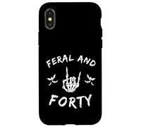 Feral and Forty Rock Hand Turning Forty birthday Case for iPhone X/XS