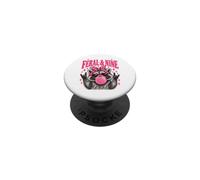 Feral and Nine Raccoon 9th Birthday Girl Funny 9 Year Old PopSockets Adhesive PopGrip