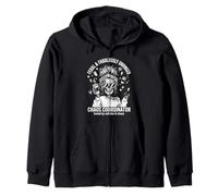 Feral and Unhinged Moms Club Funny Coffee Lover Skeleton Mom Zip Hoodie