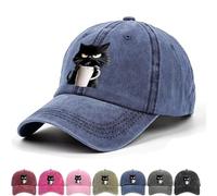 Feral But Fashionable, Adjustable Frownster Cat Coffee Hat, Cat Hat Edition Cats Hats for Women, Lightweight and Breathable Material, for Men Wome (Blue)