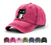 Feral But Fashionable, Adjustable Frownster Cat Coffee Hat, Cat Hat Edition Cats Hats for Women, Lightweight and Breathable Material, for Men Wome (Rose Red)