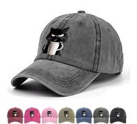 Feral But Fashionable, Adjustable Frownster Cat Coffee Hat, Cat Hat Edition Cats Hats for Women, Lightweight and Breathable Material, for Men Wome (Gray)