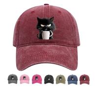 Feral but Fashionable Cat Hat Edition, Grumpy Cat Coffee Cap, Cotton Baseball Cap, Fashionable, Lightweight and Breathable, Adjustable Trucker Hat for Women Men (E)