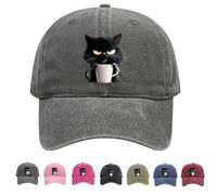 Feral but Fashionable Cat Hat Edition, Grumpy Cat Coffee Cap, Cotton Baseball Cap, Fashionable, Lightweight and Breathable, Adjustable Trucker Hat for Women Men (C)