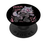 Feral But Make It Femme Goth Wolf Pastel Punk Style PopSockets Adhesive PopGrip