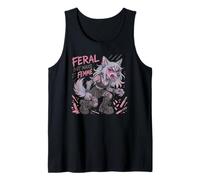 Feral But Make It Femme Goth Wolf Pastel Punk Style Tank Top