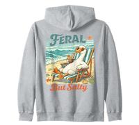 Feral But Salty Goose Beach Vacation Zip Hoodie