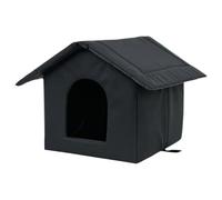 Feral Cat Shelter - Black Colored Waterproof Enclosed House for Garden, Stray Animals with Protective Function, Cats Home for Summer, Bedroom, Farm, Backyard, Patio, Living Room, Portable Use