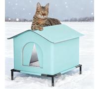 Feral Cat Shelter Waterproof Raised Outdoor Cat House, Portable & Insulated | Raised 7cm on a sturdy support frame to keep the sleeping area away from cold, damp ground and puddles after rain.