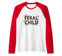 Feral Child: Wilderness Spirit for Nature Lovers Raglan Baseball Tee, Men, Red/White, XXL