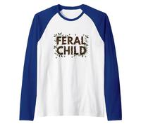 Feral Child: Wilderness Spirit for Nature Lovers Raglan Baseball Tee, Men, Royal Blue/White, S
