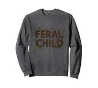Feral Child: Wilderness Spirit for Nature Lovers Sweatshirt, Adult Unisex, Dark Heather Grey, M