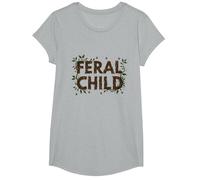 Feral Child: Wilderness Spirit for Nature Lovers T-Shirt, Girls, Heather Grey, Large