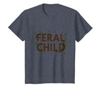 Feral Child: Wilderness Spirit for Nature Lovers T-Shirt, Kids, Heather Blue, 12 Years