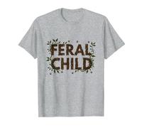 Feral Child: Wilderness Spirit for Nature Lovers T-Shirt, Men, Heather Grey, 5XL