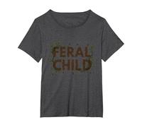 Feral Child: Wilderness Spirit for Nature Lovers T-Shirt, Women's Plus, Dark Heather Grey, 5X