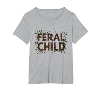 Feral Child: Wilderness Spirit for Nature Lovers T-Shirt, Women's Plus, Heather Grey, 3X